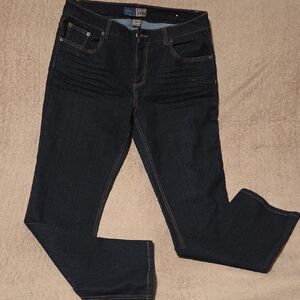 beau blue denim darkwash straight leg jeans